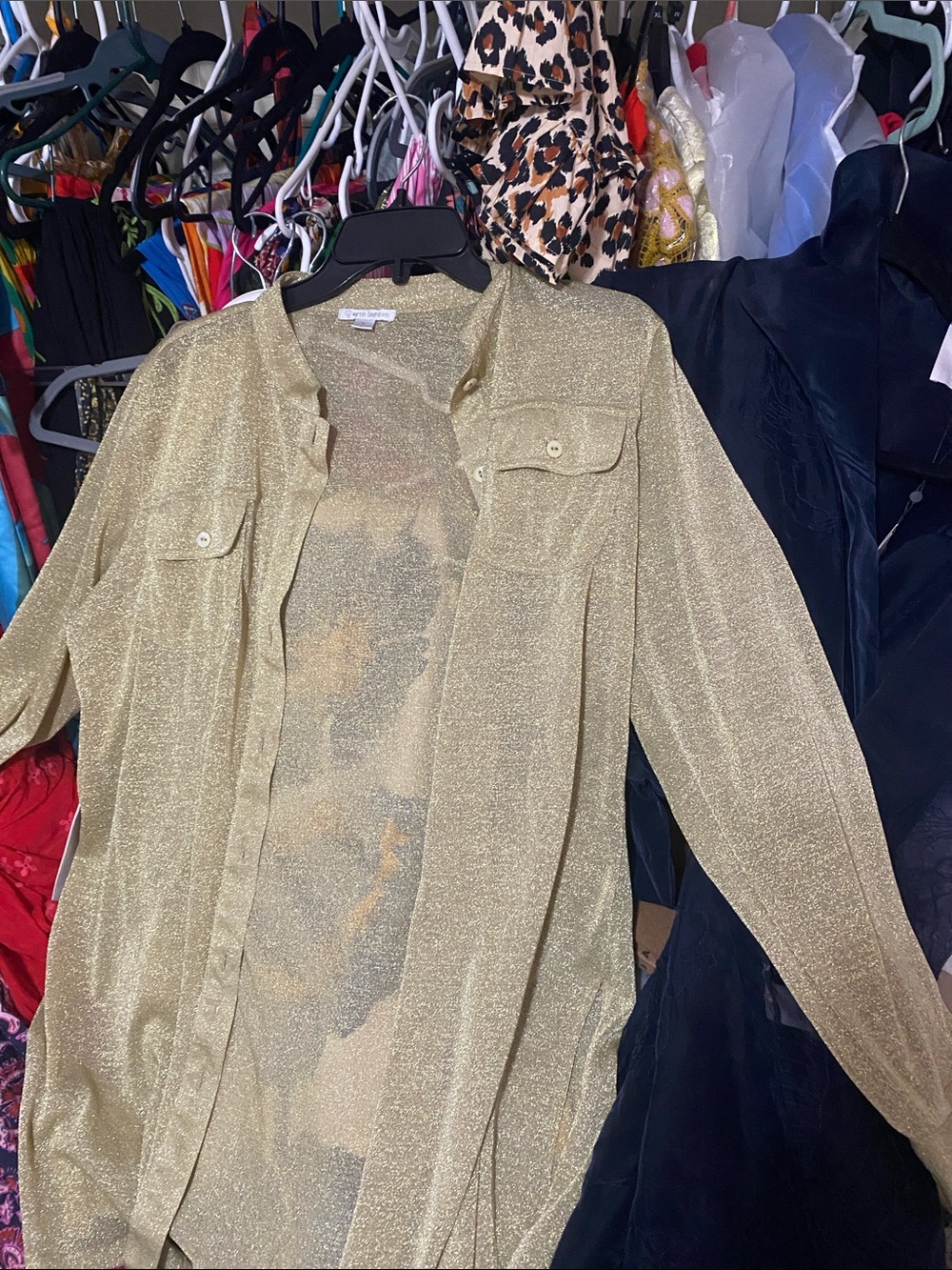erin london Metallic Gold Knit Top